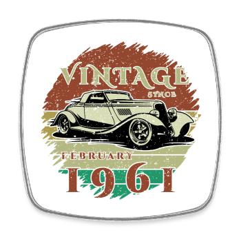 65th Birthday - Classic - Vintage since 02/1961 - Square fridge magnet - white - Front