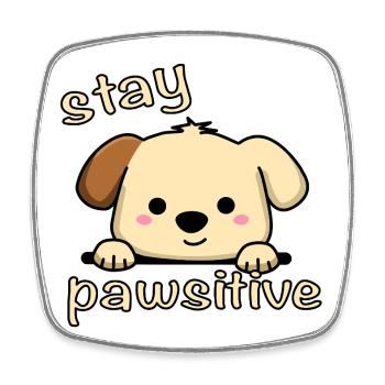 Restez Pawsitive - Magnet carré - blanc - Devant