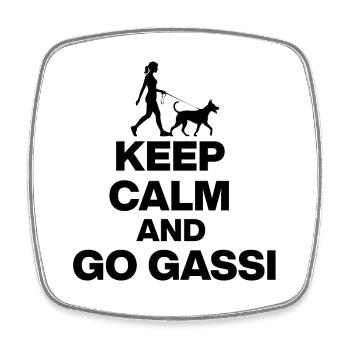 KEEP CALM AND GO GASSI FÜR HUNDEFANS IN SCHWARZ - Viereckiger Kühlschrankmagnet - Weiß - Vorne