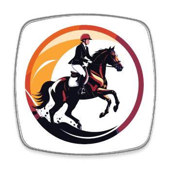 Cavalier équestre dans le motif du cercle de champ - Magnet carré - blanc - Devant