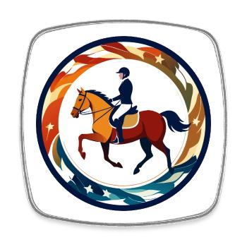 Rider in Star Arch Emblem Equestrian Motif - Square fridge magnet - white - Front