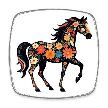 Proud Horse Flower Horse Colorful Mare Stallion Motif - Square fridge magnet - white - Front
