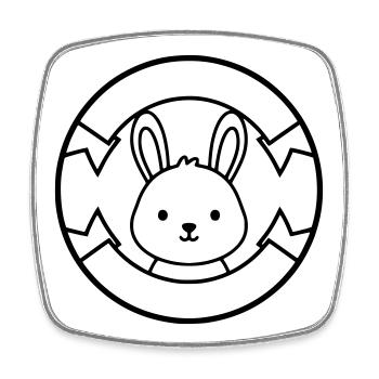 Badge du logo du petit lapin Mignon - Magnet carré - blanc - Devant