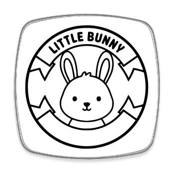 Badge du logo du petit lapin Mignon - Magnet carré - blanc - Devant
