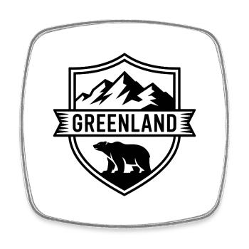 Groenland - T-shirt badge de ski - Magnet carré - blanc - Devant