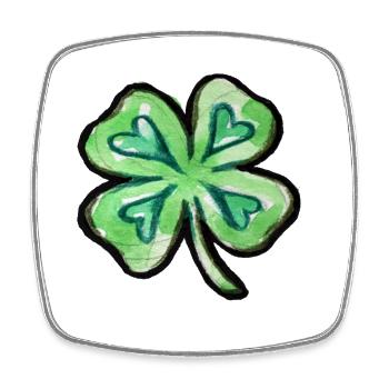 Lime Watercolor Shamrock - Square fridge magnet - white - Front