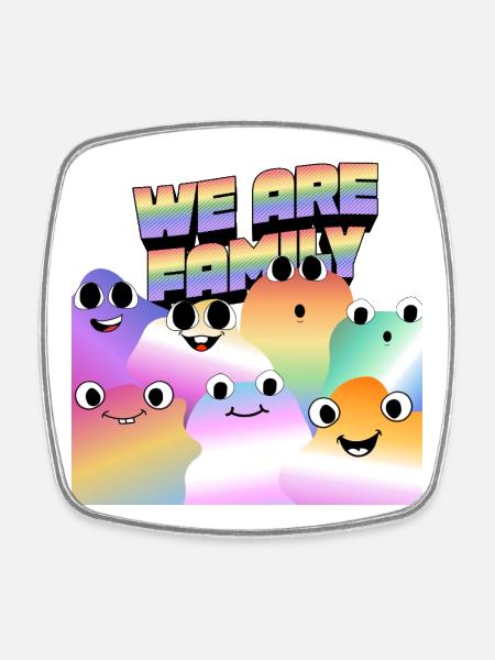 Famille Pride - Magnet carré - blanc