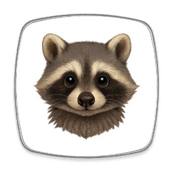 Waschbär Kopf Tierkopf niedlich  - Viereckiger Kühlschrankmagnet - Weiß - Vorne