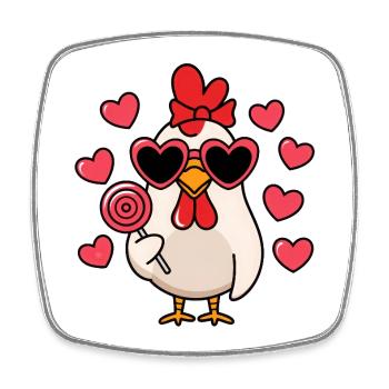 Huhn lolli - Viereckiger Kühlschrankmagnet - Weiß - Vorne