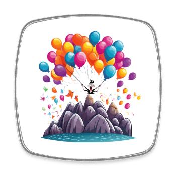 Mountain Balloon Magic - Square fridge magnet - white - Front