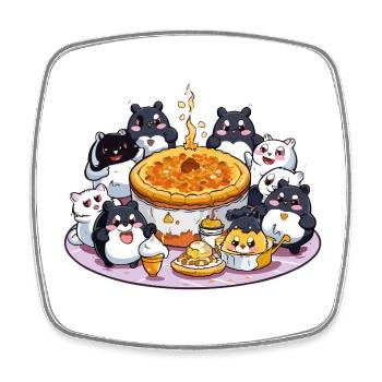 Kawaii Panda Pizza Fest - Magnet carré - blanc - Devant