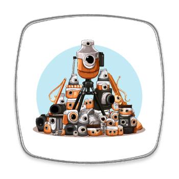 Kamerapile Illustration - Viereckiger Kühlschrankmagnet - Weiß - Vorne