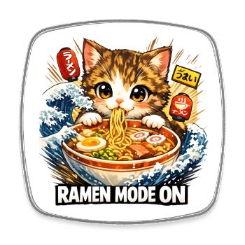 Ramen Nouilles, Amoureux des Chats, Kats Kawaii Rétro - Magnet carré - blanc - Devant