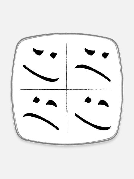 Face fendue triste bien - Magnet carré - blanc