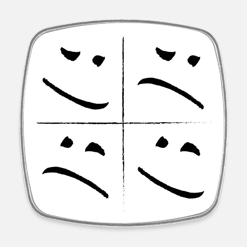 split face sad good - Viereckiger Kühlschrankmagnet - Weiß