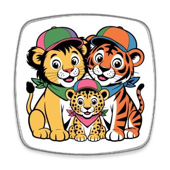 Süße Löwe Tiger Leopard Freunde - Viereckiger Kühlschrankmagnet - Weiß - Vorne