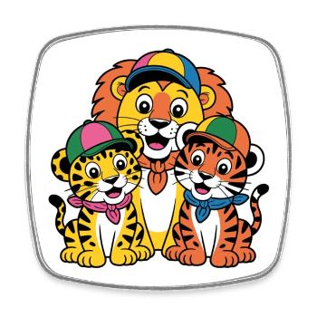 Fröhliche Tierfreunde Trio Löwe Tiger Leopard - Viereckiger Kühlschrankmagnet - Weiß - Vorne