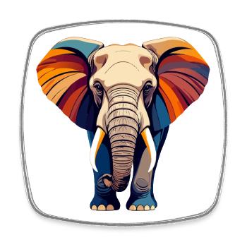 Farbiger großer Elefant bunte Vektor Grafik Motiv - Viereckiger Kühlschrankmagnet - Weiß - Vorne