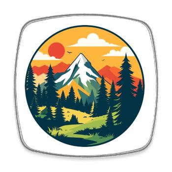 Wald Berge Natur Wandern Bergsteigen Motiv - Viereckiger Kühlschrankmagnet - Weiß - Vorne