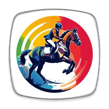 Regenbogen Springpferd Pferd Springreiten Motiv - Viereckiger Kühlschrankmagnet - Weiß - Vorne