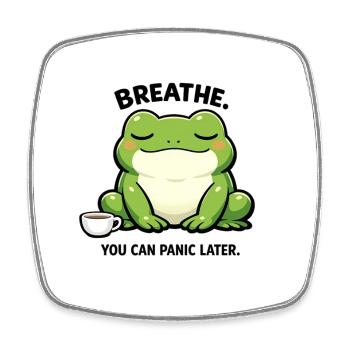 Kaffee-Frosch der Ruhe - Viereckiger Kühlschrankmagnet - Weiß - Vorne