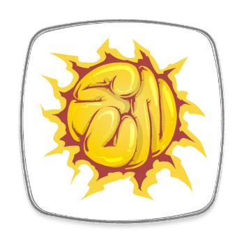 Graffiti-Sonne - Viereckiger Kühlschrankmagnet - Weiß - Vorne