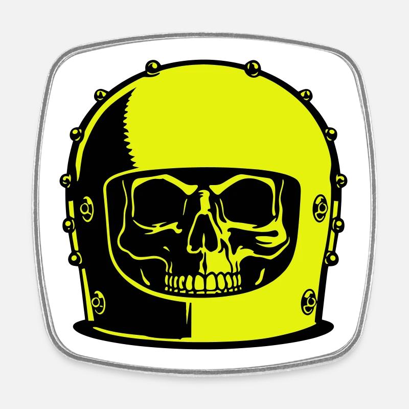 Popart casque de crâne - Magnet carré - blanc