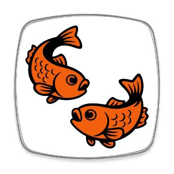 Fische im Japan Style - Viereckiger Kühlschrankmagnet - Weiß - Vorne