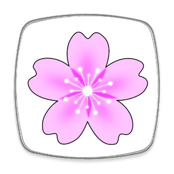 Fleur rose avec des rayons néon - Magnet carré - blanc - Devant