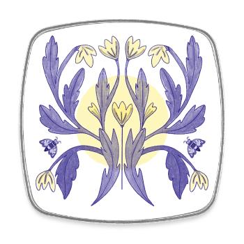 Floral Ornament Sunshine - Square fridge magnet - white - Front