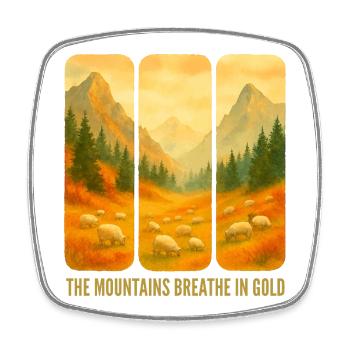 Berge, die Gold atmen - Viereckiger Kühlschrankmagnet - Weiß - Vorne