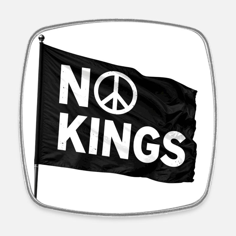 NO KINGS Peace - Square fridge magnet - white