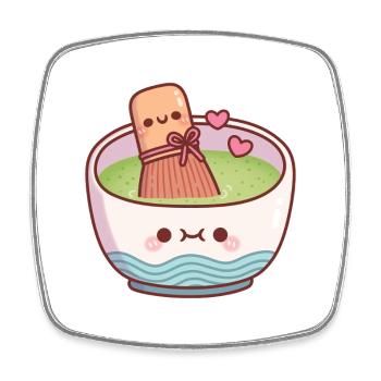 Süße Matcha-Teeschale und Schlageiter Valentinstag - Viereckiger Kühlschrankmagnet - Weiß - Vorne
