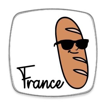 France Baguette - Square fridge magnet - white - Front