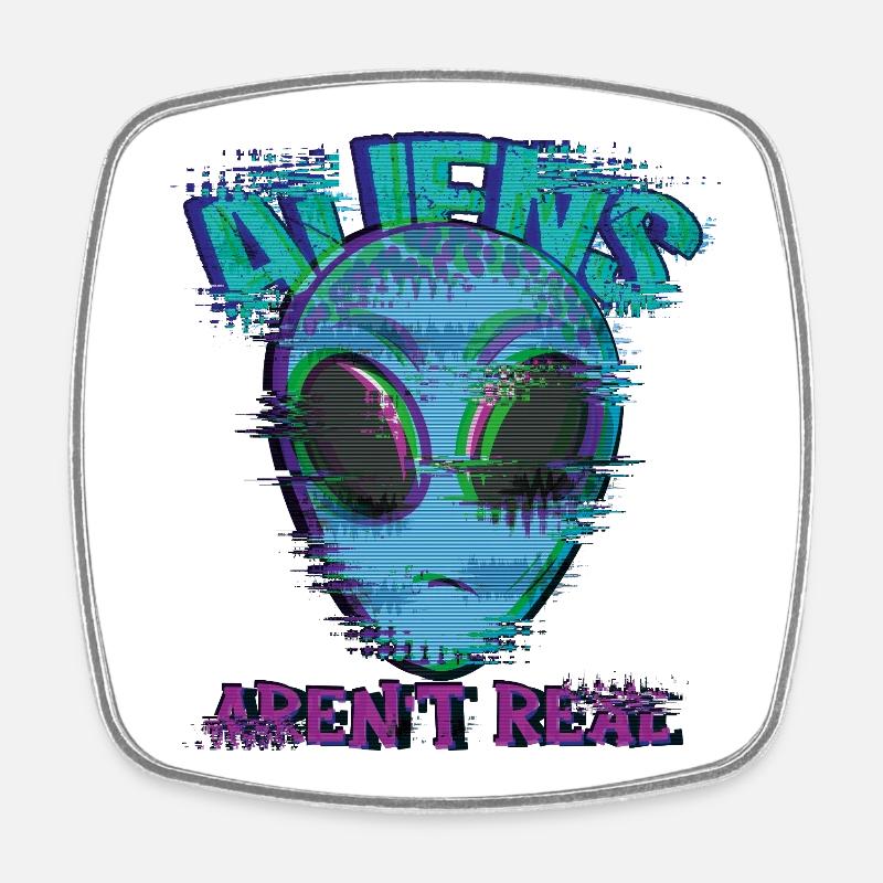Weird Isn't Real Alien Glitch - Square fridge magnet - white
