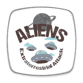 Alien-Begegnungen: Außerirdische Luftschiffe - Viereckiger Kühlschrankmagnet - Weiß - Vorne