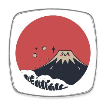 Mount Fuji Red Smile - Square fridge magnet - white - Front