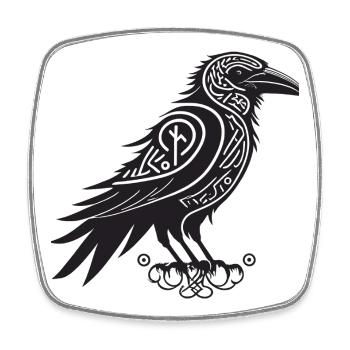 Raven Tribal Black - Viereckiger Kühlschrankmagnet - Weiß - Vorne