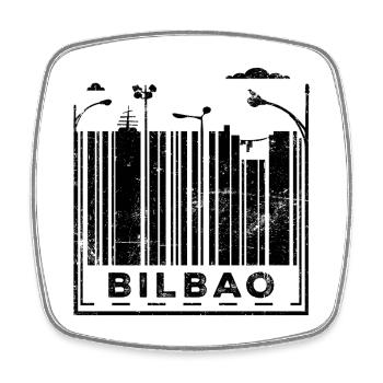 Code-barres de Bilbao - Magnet carré - blanc - Devant