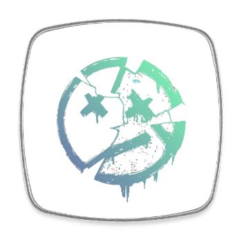 Cercle grunge avec X – Imprimé - Magnet carré - blanc - Devant