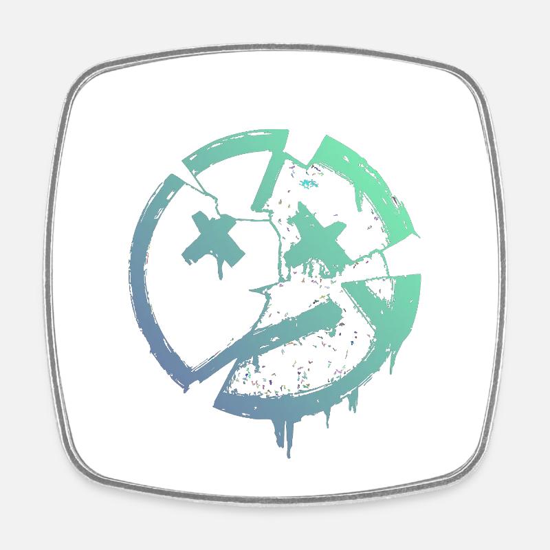 Grunge circle with X – Print - Square fridge magnet - white