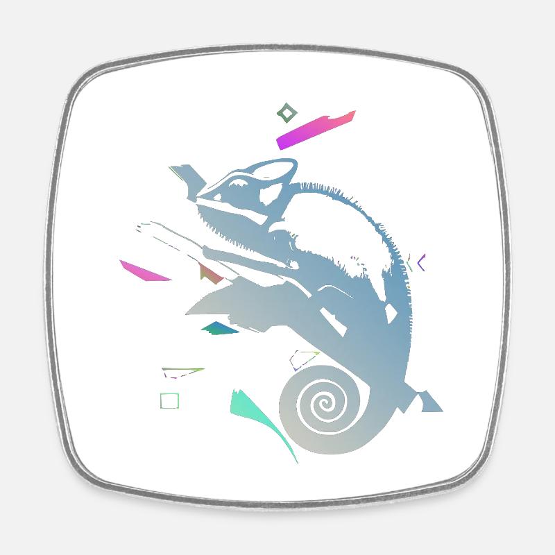 Spiral Chameleon in Neon Gradient - Square fridge magnet - white