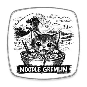 Katze Ramen Anime - Viereckiger Kühlschrankmagnet - Weiß - Vorne