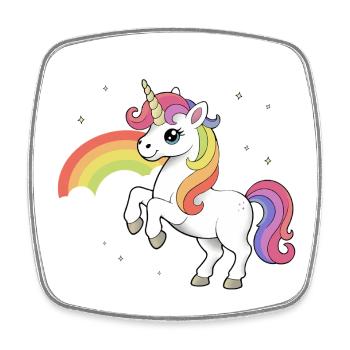Unicorn and Rainbow - Magical Unicorn Design - Square fridge magnet - white - Front