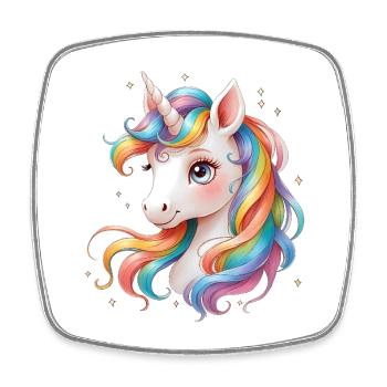 Regenbogen Einhorn - Cute Rainbow Unicorn - Viereckiger Kühlschrankmagnet - Weiß - Vorne