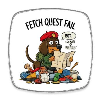 Fetch Quest Fail Pup - Square fridge magnet - white - Front