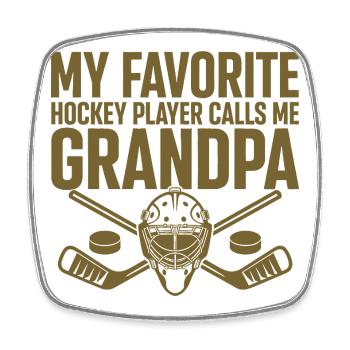Papa fier du hockey, mon entraîneur préféré des joueurs - Magnet carré - blanc - Devant