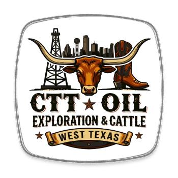 Longhorn West Texas Vintage CTT Oil Exploration - Square fridge magnet - white - Front