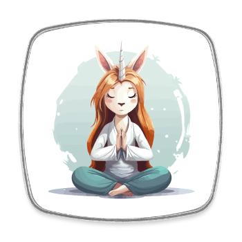 Einhorn-Yogi Meditation - Viereckiger Kühlschrankmagnet - Weiß - Vorne