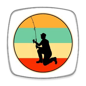 Papa Fisherman Retro Vintage Fishing Dad - Square fridge magnet - white - Front